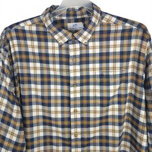 Southern Tide XXL Intercoastal Performance Shirt Plaid Gold Blue Stretch Wicking